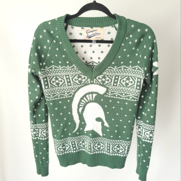 Tipsy Elves Sweaters - Tipsy Elves MSU Michigan State Sweater Small